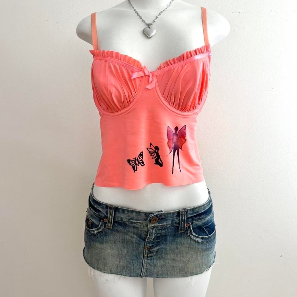 fairy butterfly ruffle bustier cami y2k fairycore pink top